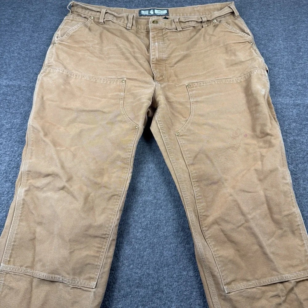 Carhartt Double Knee Pants Mens 46x32 Brown Work Canvas Carpenter B01 Made USA